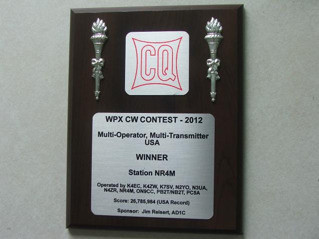 2012 WPX CW PLAQUE